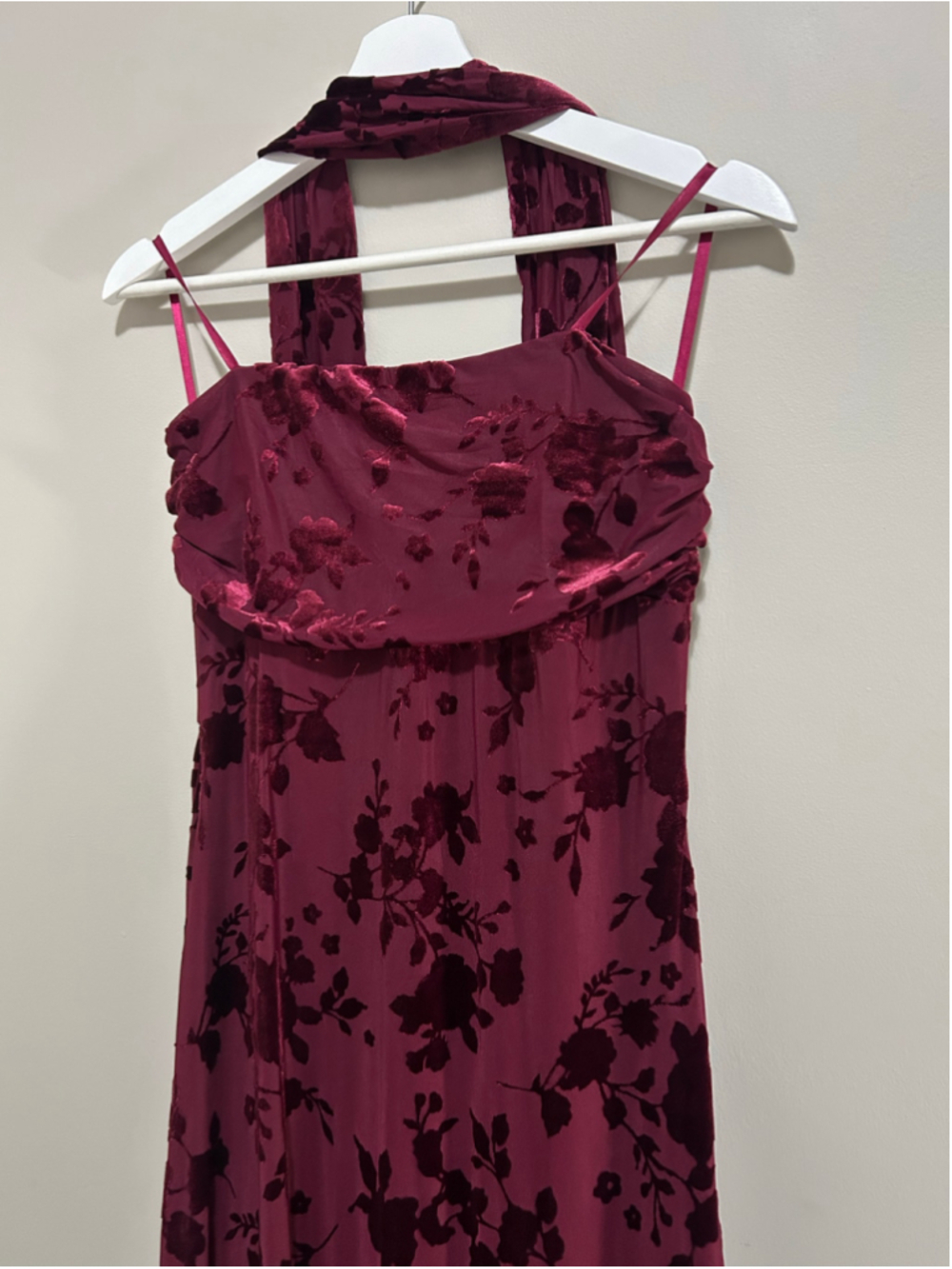 NWT Womens Velvet Floral Maxi Dress Size M Burgundy - Picture 6 of 14